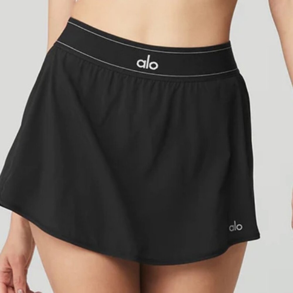 NWT Alo Yoga Black Match Point Tennis Skirt